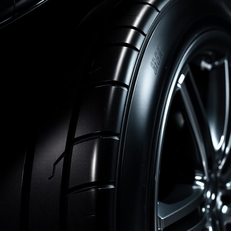 Tire shine close-up